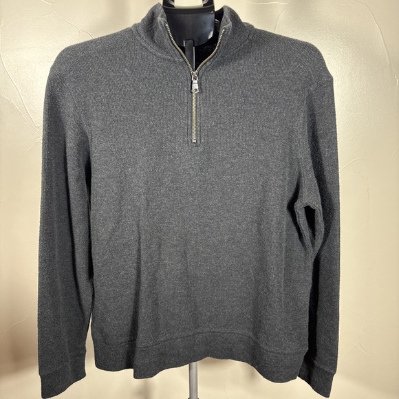 Banana Republic Other - Banana Republic Men's Waffle Quarter Zip Pullover Dark‎ Gray Small